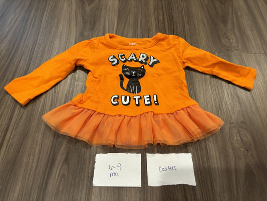 #138 - 6-9 Mo - VGUC Carters - Scary Cute LS Halloween Shirt - PU 45236