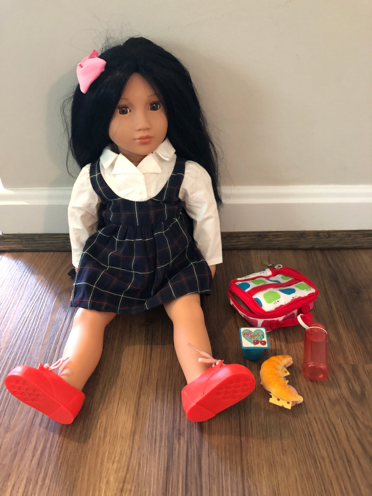 #137 Our generation 18" doll with school outfit and lunchbox