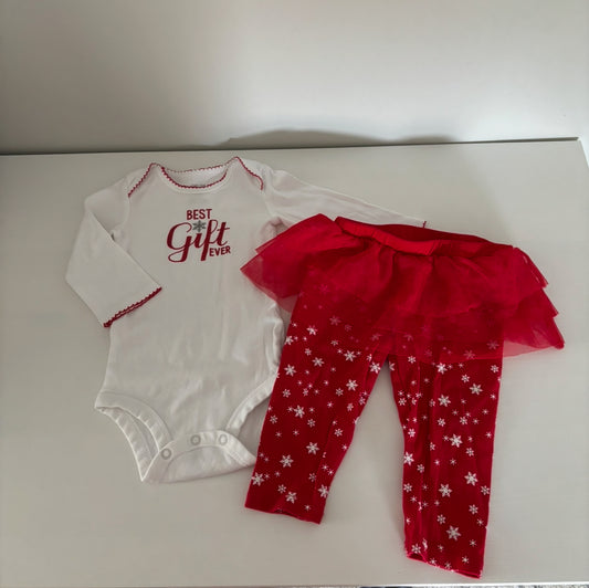 Seller #195 - Carter’s Baby Girl Holiday “Best Gift Ever” Top and Pant Skirt set - Size 9 Months