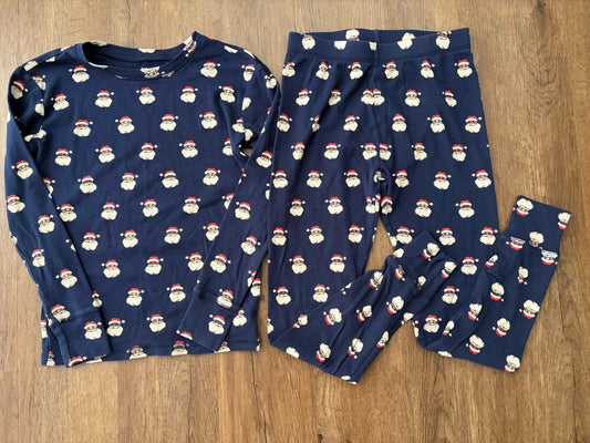 #126 EUC Gap Kids Navy Blue Santa Pajamas Gender Neutral 14