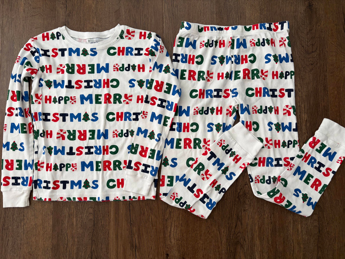 #126 EUC Carter's Merry Christmas Pajamas Gender Neutral 12