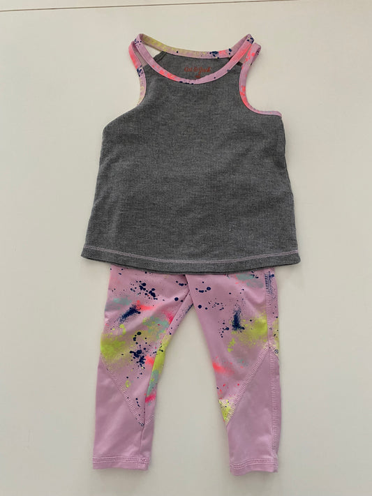 Cat & Jack Athletic attire gray tank and pink splatter leggings Girls 18M