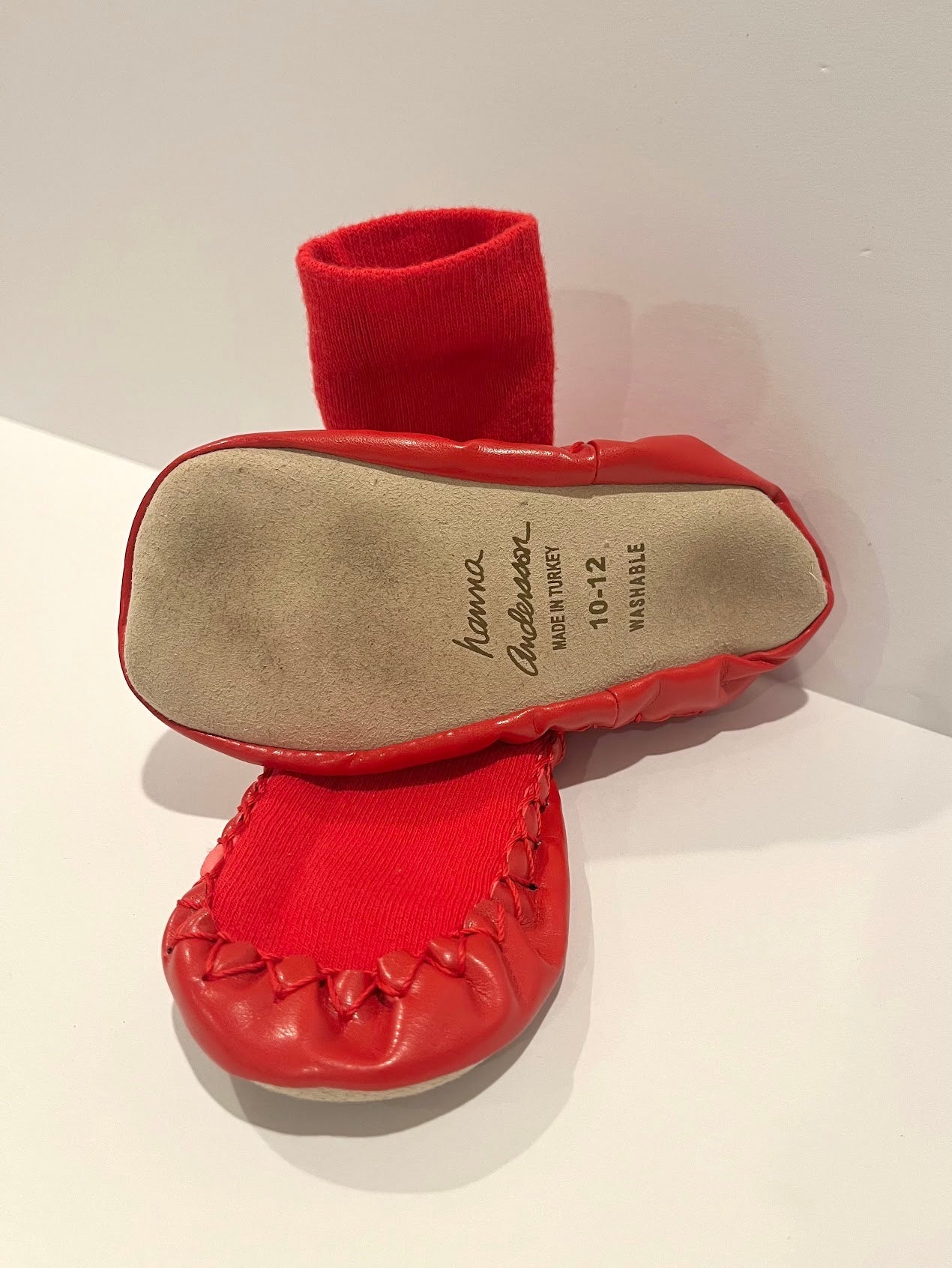 Seller #60 Hanna Andersson Swedish slipper moccasins holiday red Girls Boys Gender neutral Size 10-12