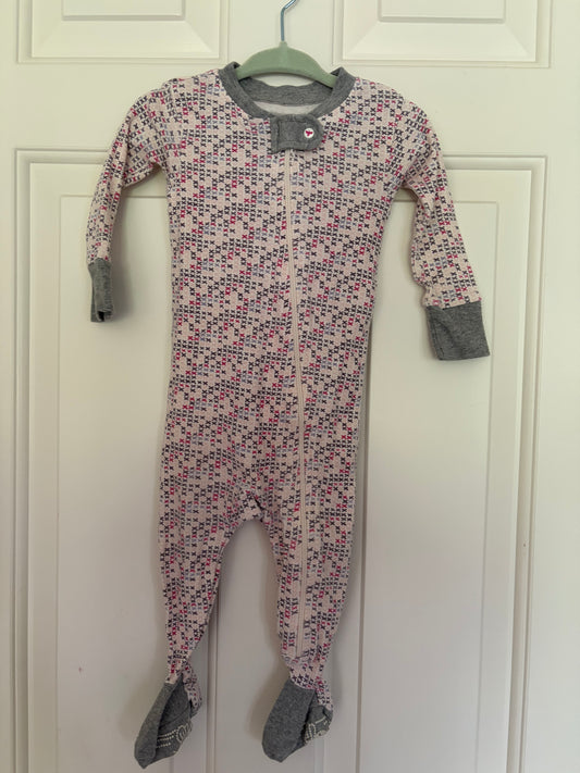 #30 Girls Burts Bees long sleeve onesie, pink/purple/grey, size 6-9months