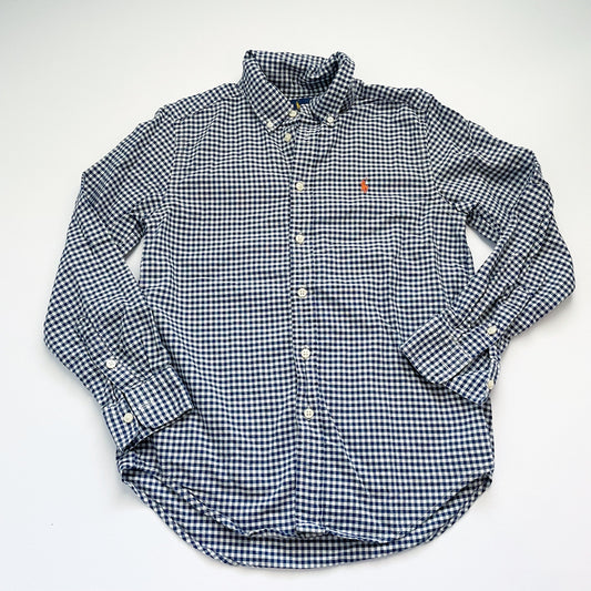 #118 | Size M (10-12) | Ralph Lauren Boys Blue and White Check Button Down Shirt