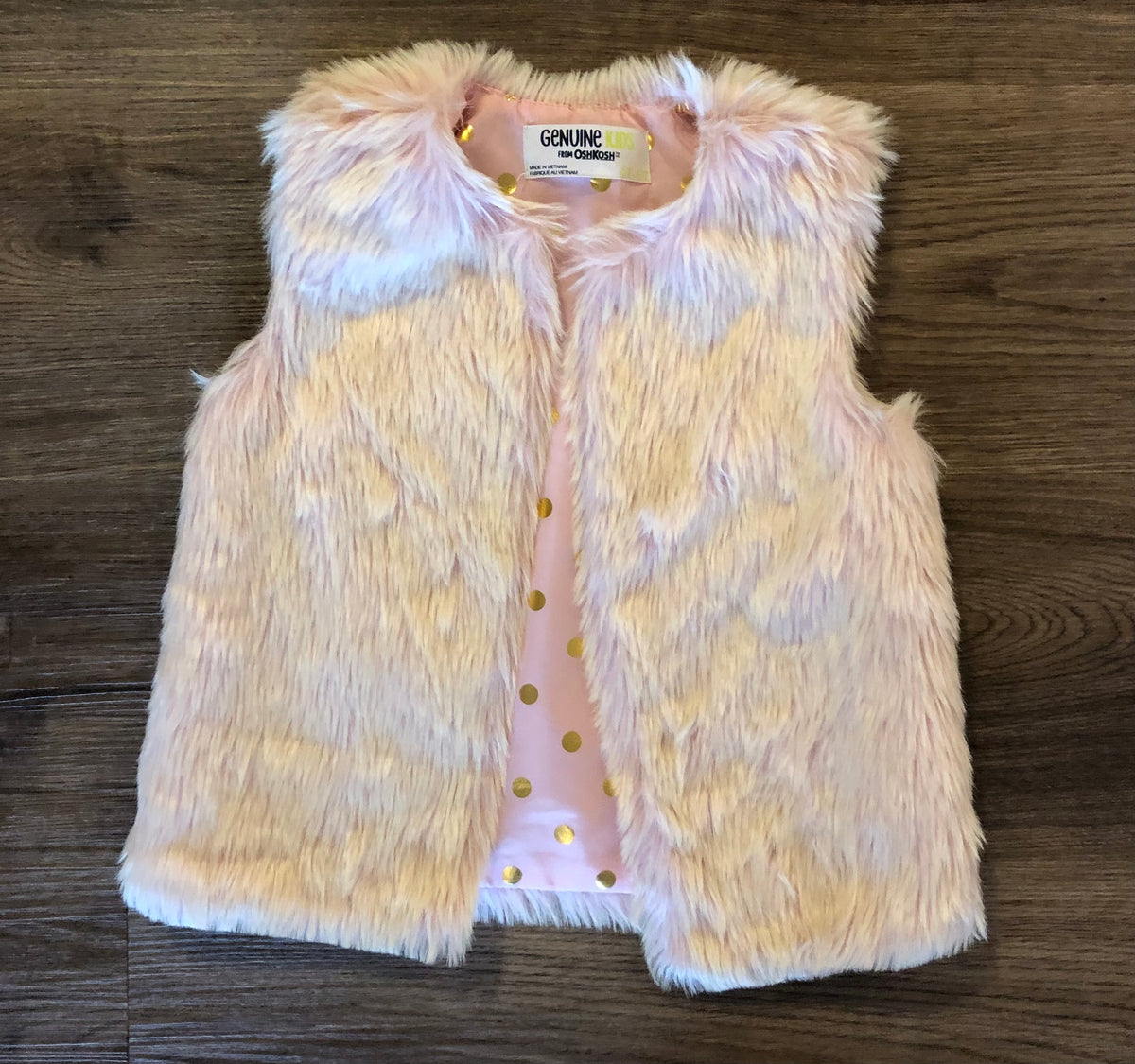 #137 Osh Kosh girls pink faux fur vest 4t-5t