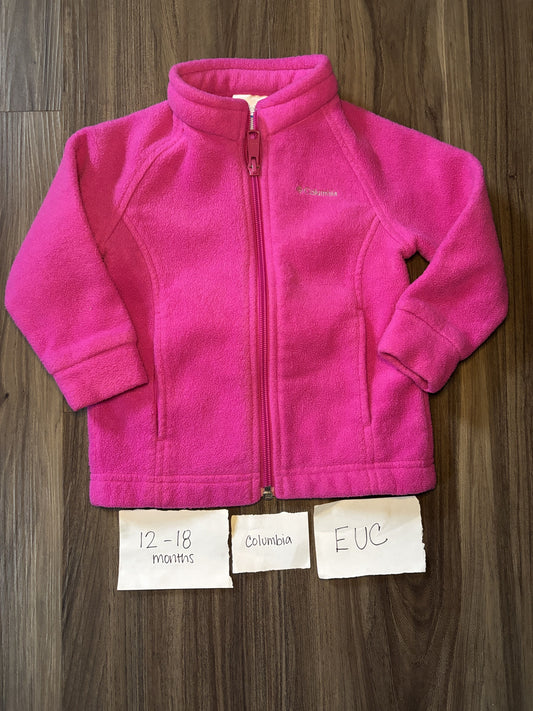 #138 - 12-18 Mo - EUC Columbia - Pink Fleece Jacket - PU 45236