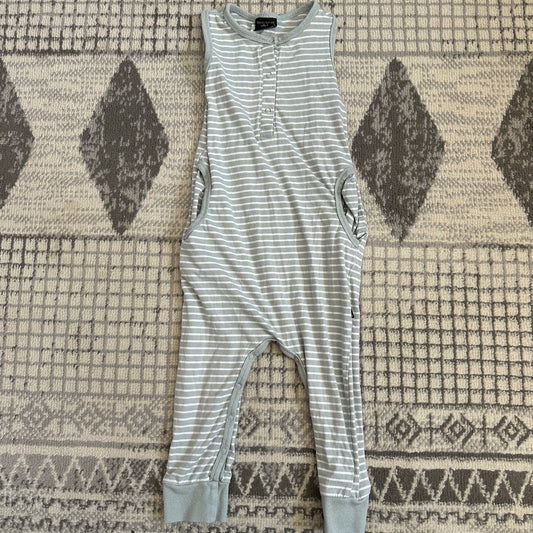 #26 Little Bibsy Grey Stripe romper 2-3