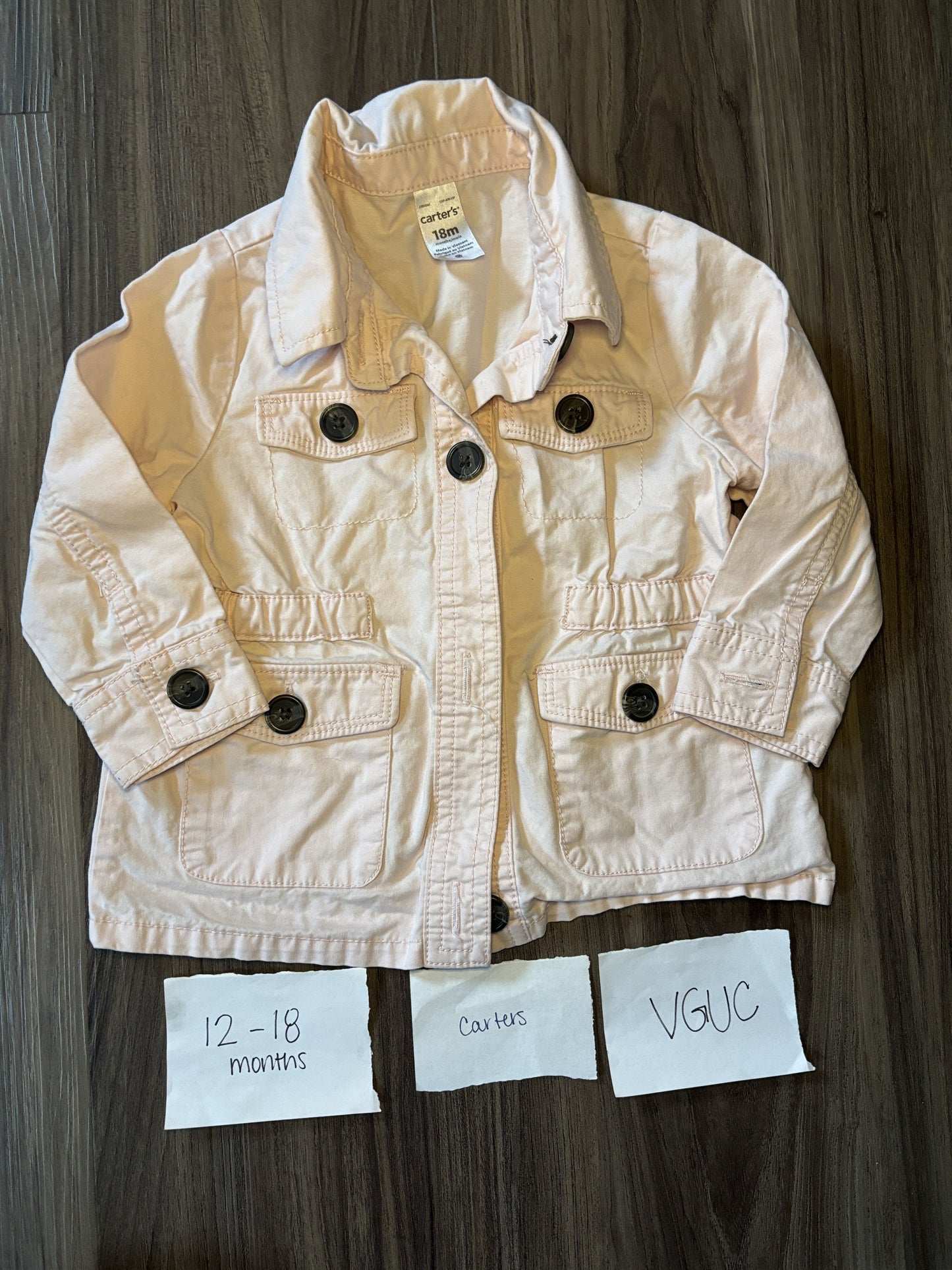 #138 - 12-18 Mo - VGUC Carters - Lightweight Jacket - PU 45236