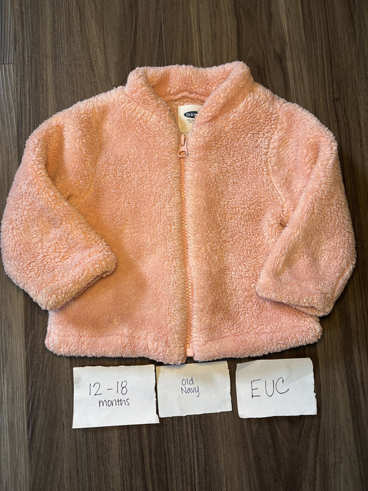 #138 - 12-18 Mo - EUC Old Navy - Pink Fleece Jacket - PU 45236