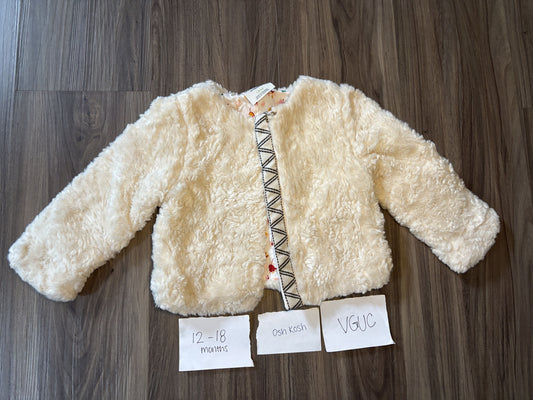 #138 - 12-18 Mo - VGUC Osh Kosh - White Fleece Jacket - PU 45236
