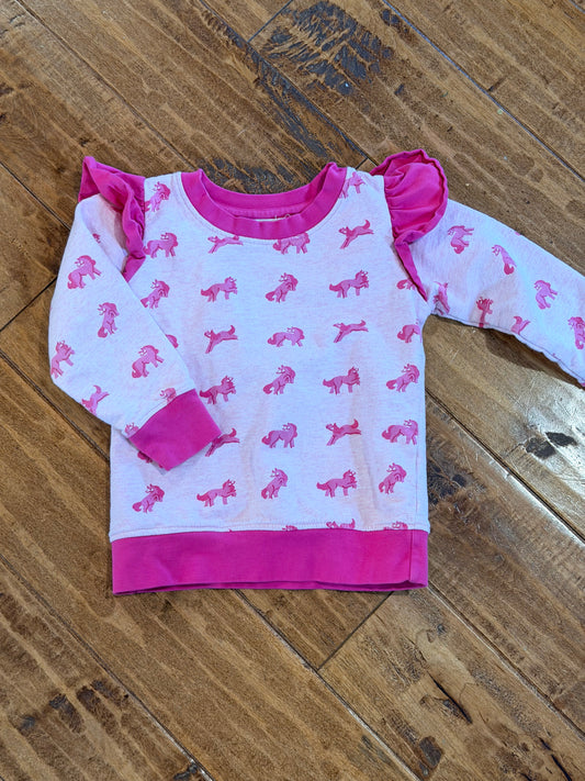 #107 Girls Monica and Andy pink unicorn sweatshirt size 3