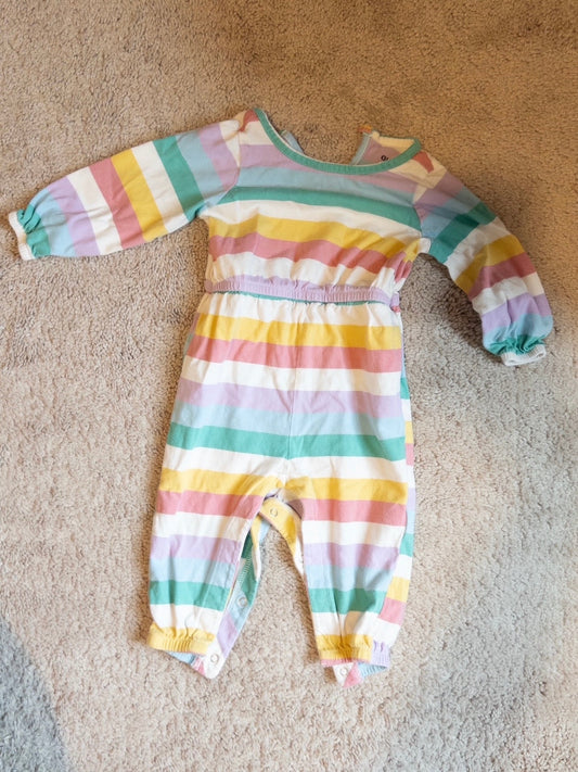 #151, old navy striped onesie, spring colors. Girls. EUC. 6-12 month
