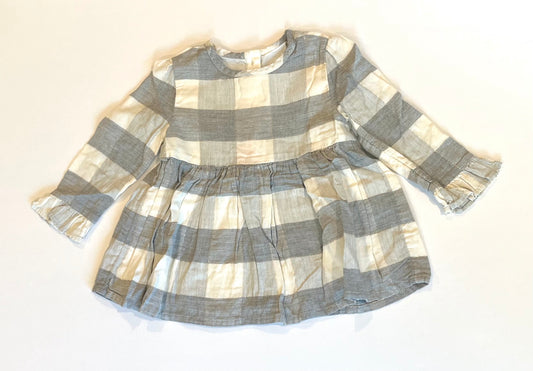 Seller #60 Marks & Spencer Buffalo Plaid Grey Peplum Top Girls Size 9-12mo