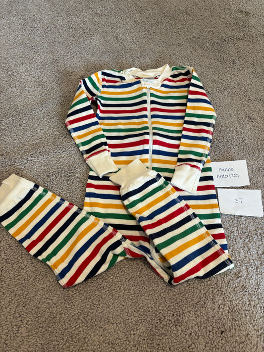 #98B -  3T - Hanna Andersson Rainbow Striped Zippy EUC