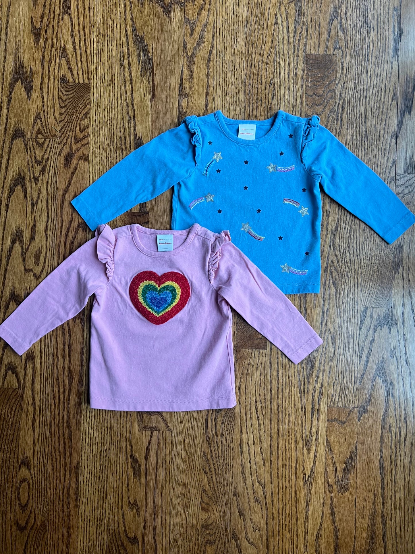Hanna Andersson Baby Girl Size 80 cm / 18-24M Shirt Bundle, Pink & Blue