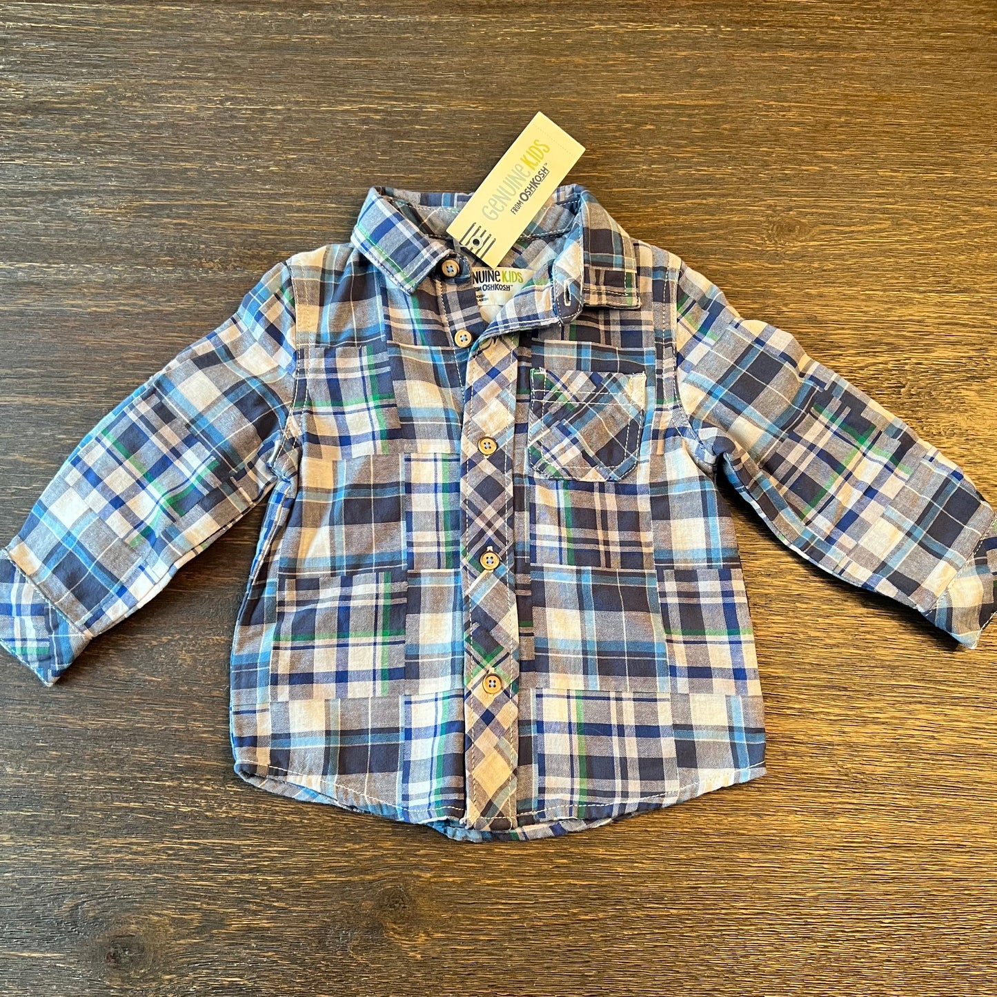 #5 NWT Genuine Kids by Osh Kosh Plaid Button Down Shirt, Boys 18 months