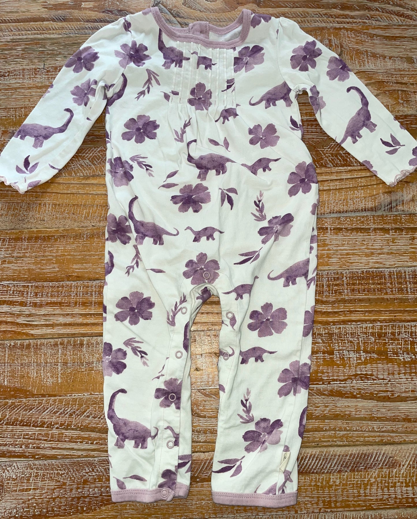 Seller #3 Burt's Bees Purple Flower and Dinosaur Pattern Long Sleeve Girls 18 mos