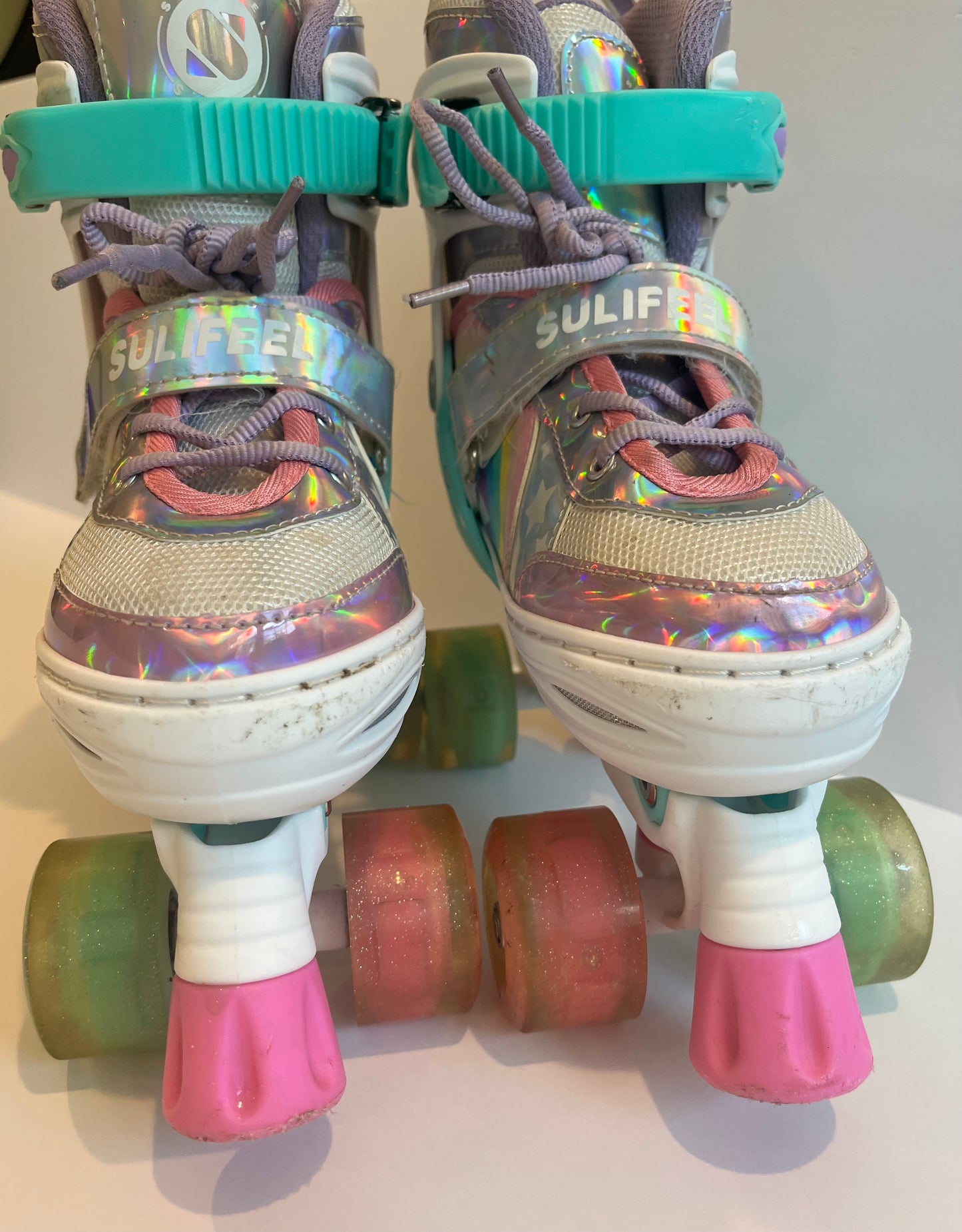 Seller #60 Sulifeel Rainbow Unicorn Adjustable Light up Roller Skates sizes 13-3