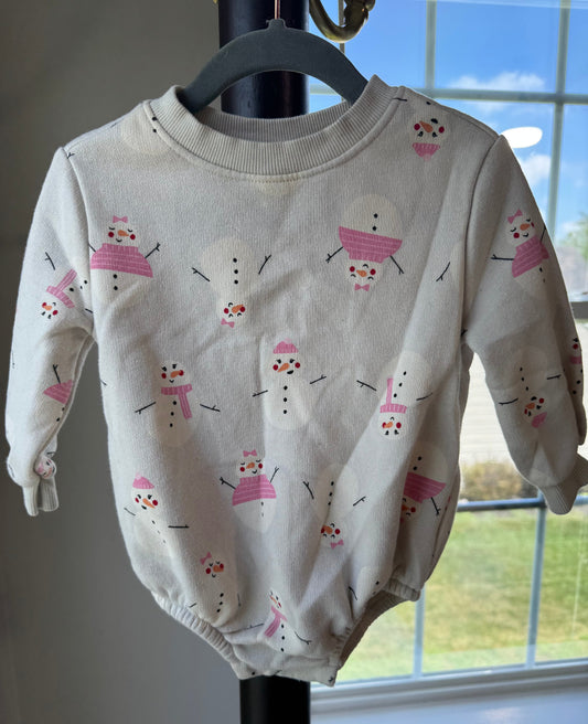 #113 Old Navy girls 6-12 month snowman romper