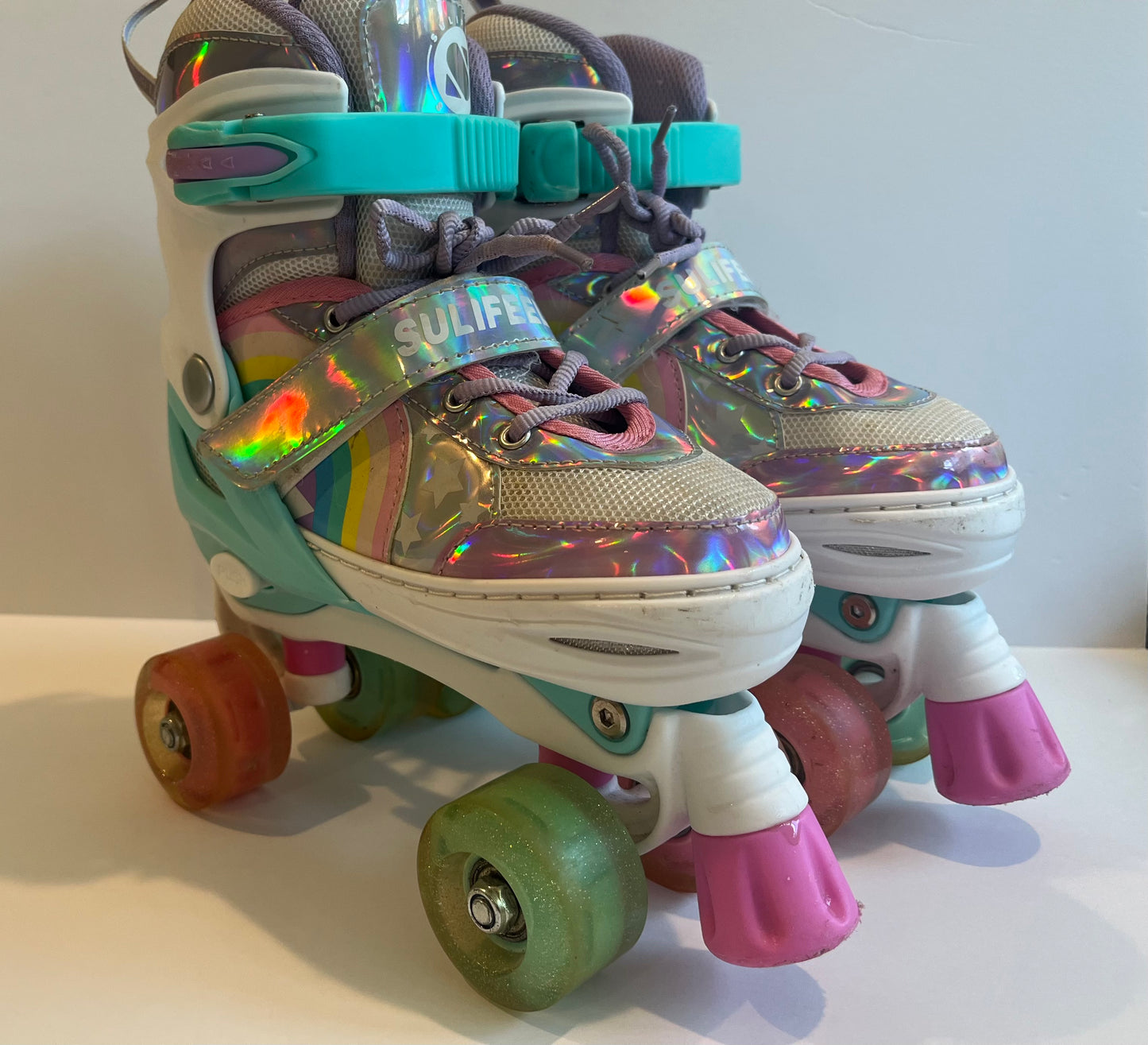 Seller #60 Sulifeel Rainbow Unicorn Adjustable Light up Roller Skates sizes 13-3