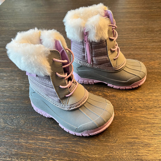 #5 Osh Kosh Gray and Purple Fur Lined Snow Boots, Girls 6c