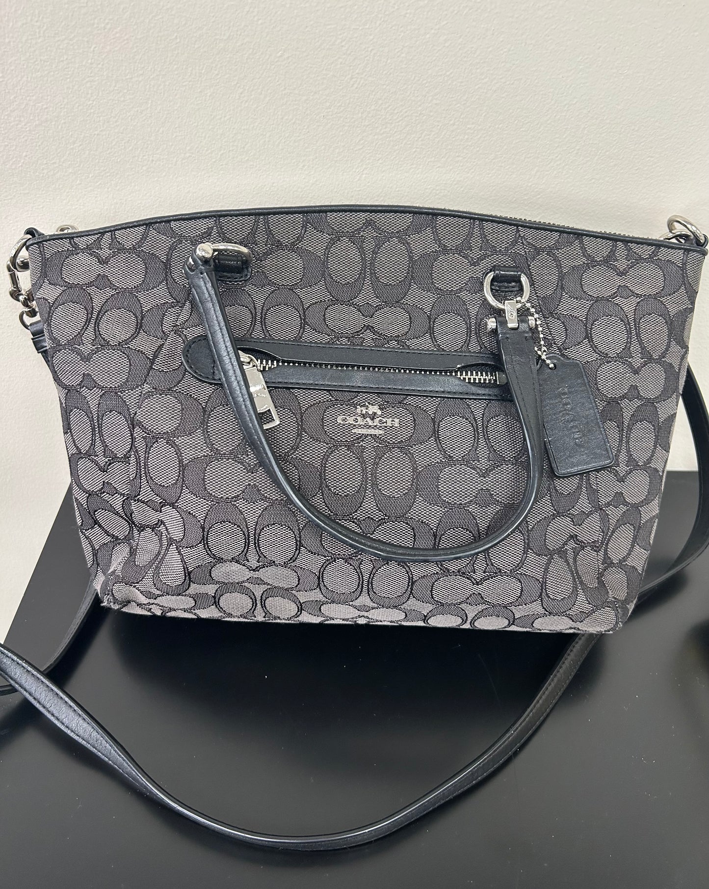 #7 Coach gray black handbag