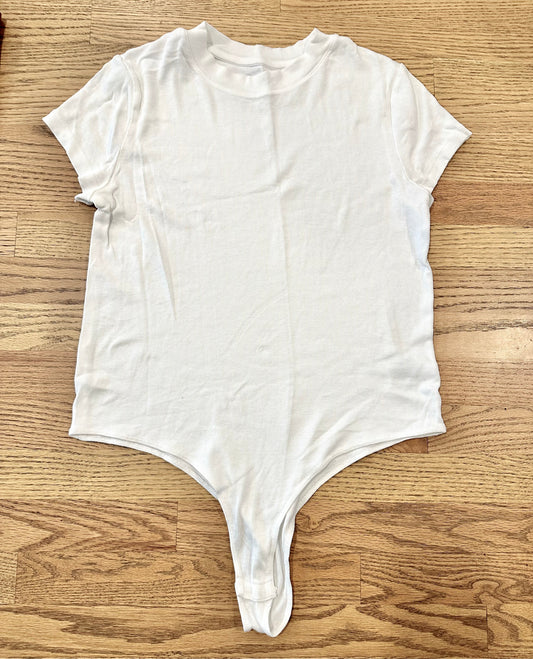 #198- Women’s, A New Day, White Ribbed Body Suit- Large