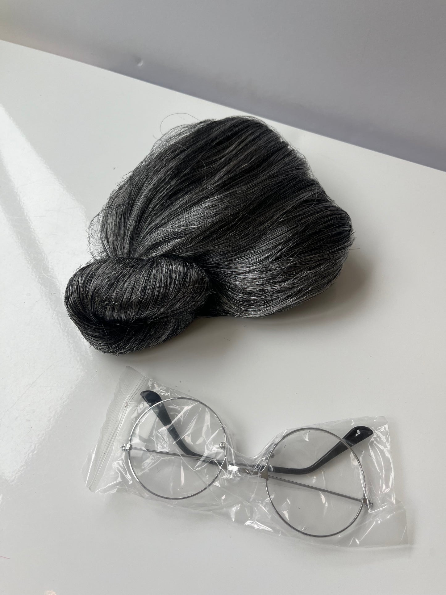 PPU 45241 NEW Granny Wig 100 Days of School Hair Gray Hair Wig + glasses