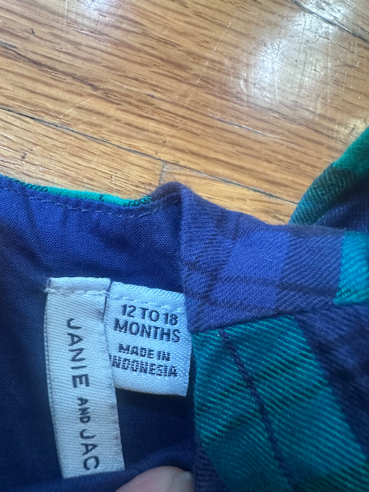 #104 Janie and Jack 12-18 mos Plaid Romper