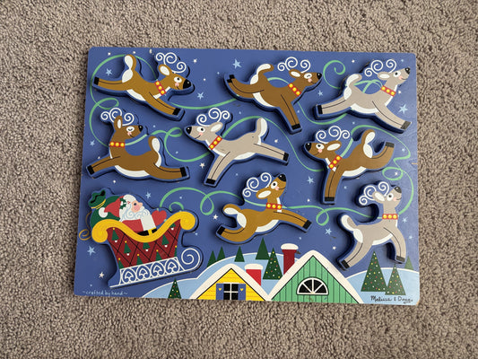 #138 -  - VGUC Melissa & Doug - Christmas Wooden Reindeer Puzzle - PU 45236