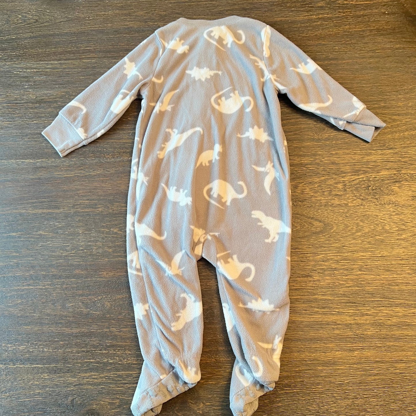 #5 Old Navy Gray Dinosaur Zip Up Sleeper, Boys 12-18 months