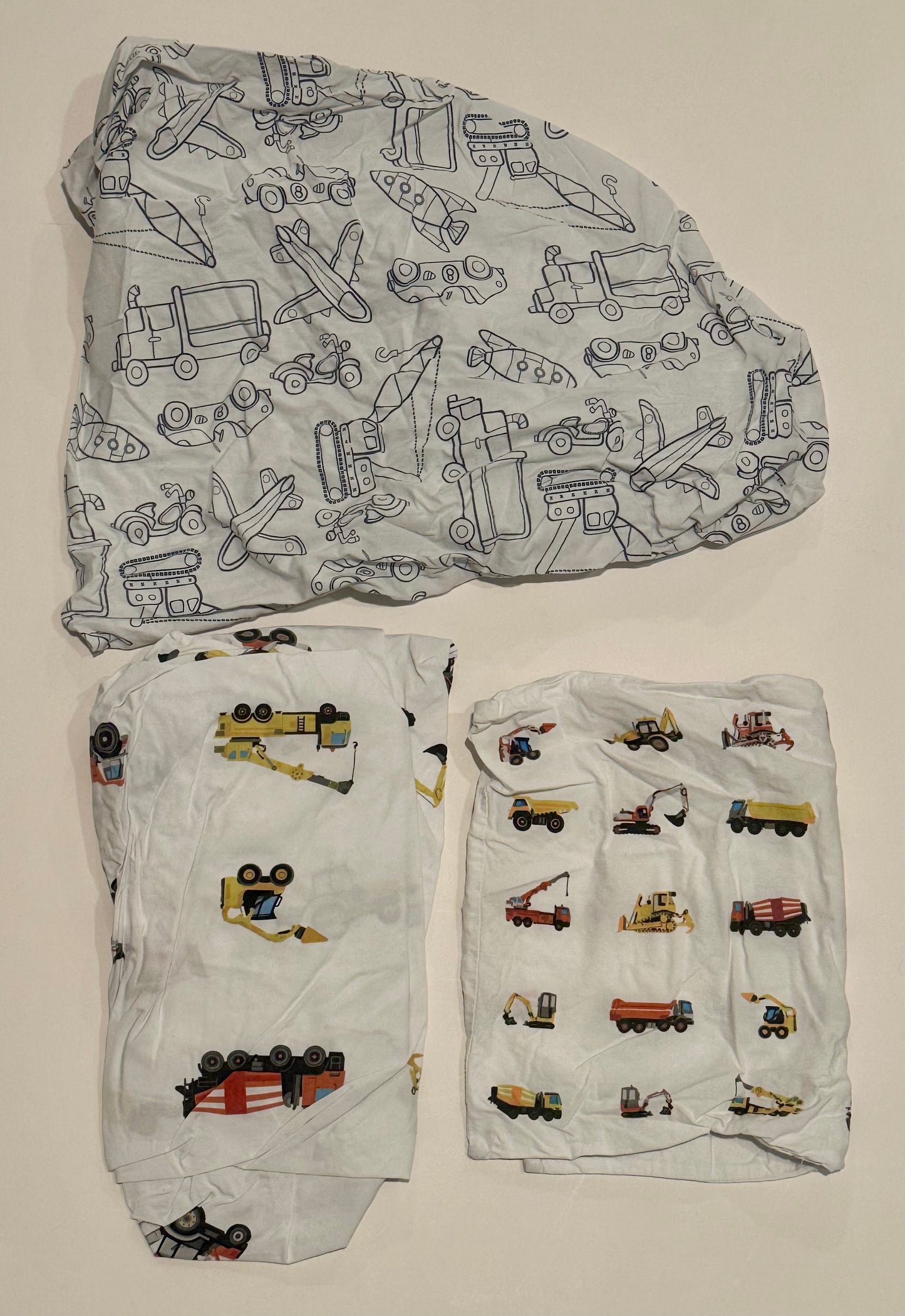#187 Vehicle Crib Sheets (2) and Matching Pillow Case (1)
