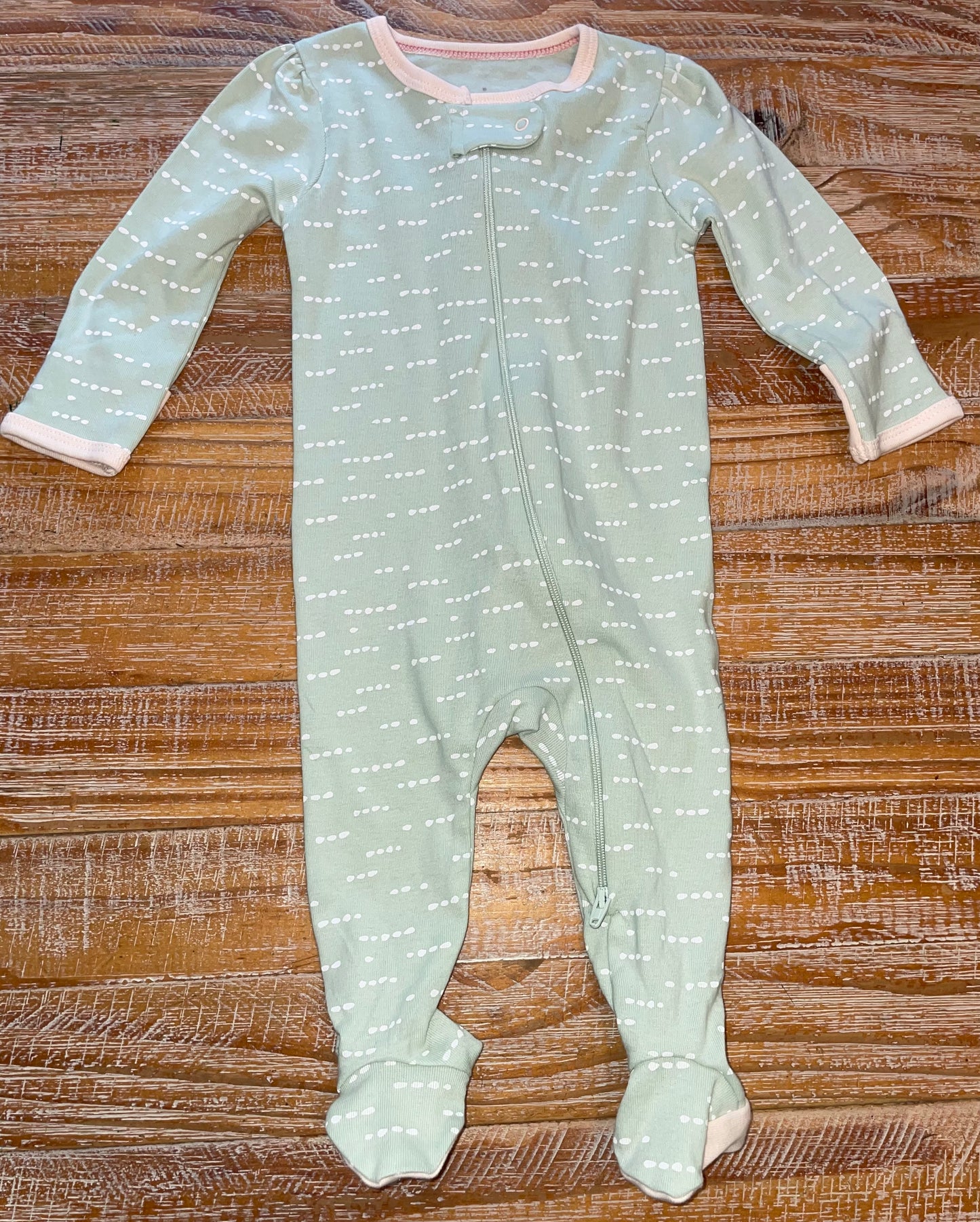 Seller #3 Cloud Island 3-6 mos Girls Zip Up Sleeper Green and Pink