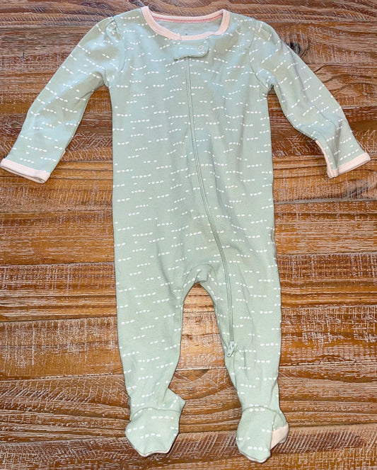 Seller #3 Cloud Island 3-6 mos Girls Zip Up Sleeper Green and Pink