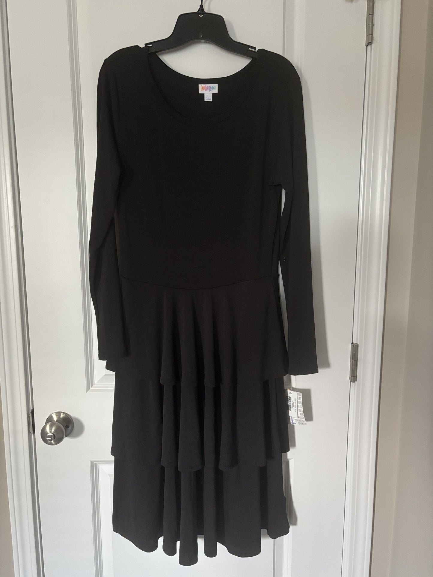 #138 - L - NWT Lularoe - Black ruffle tiered dress - PU 45236