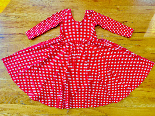 #104 Alice + Ames size 6 red/white gingham twirl dress