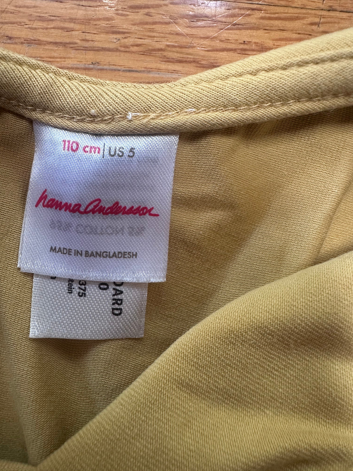 #104 Hanna Andersson size 110/5 mustard yellow collard skater dress with pockets