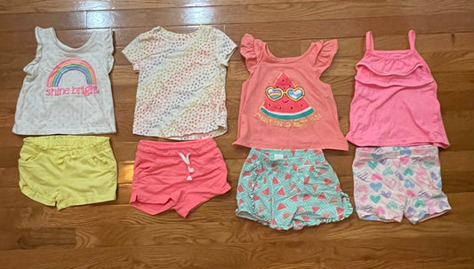 Girls shorts/tshirt outfit bundle- size 24mo and 2T