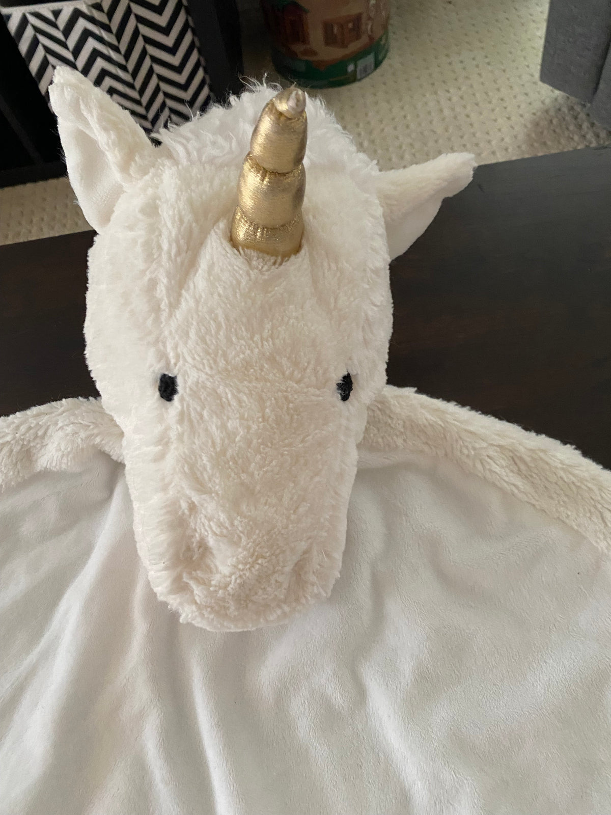 #117, Pottery Barn Kids white unicorn baby mat, VGUC