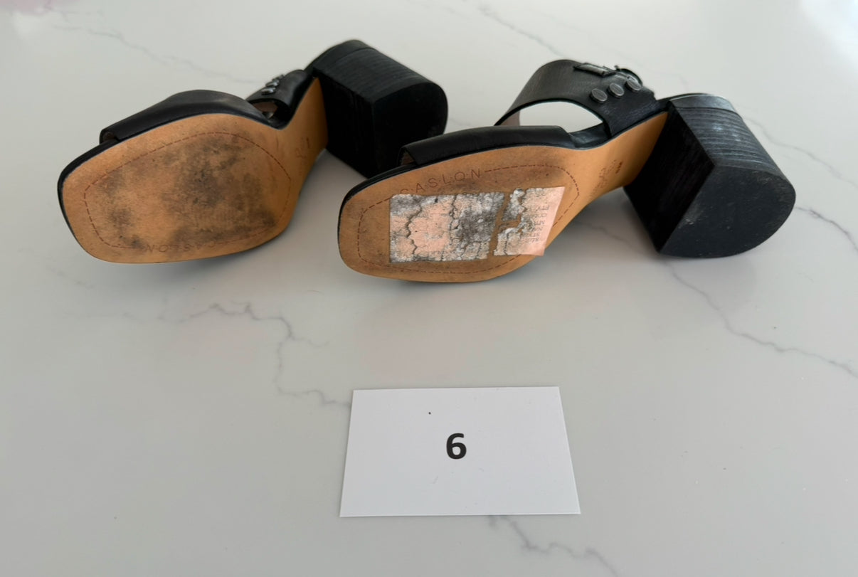 #42 Women's Caslon Black strappy heels with metal detail - 6