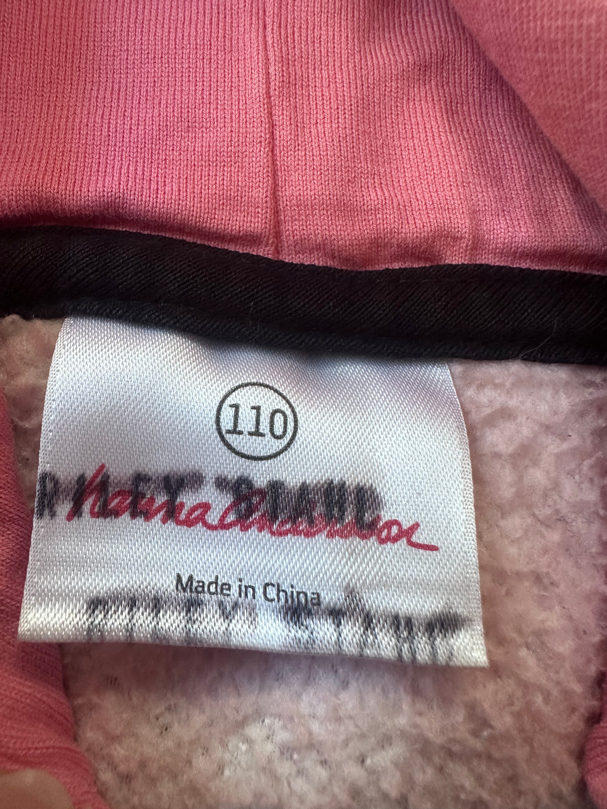 #104 Hanna Andersson 110/5 girl fleece jacket, pink w/black dots, name on tag