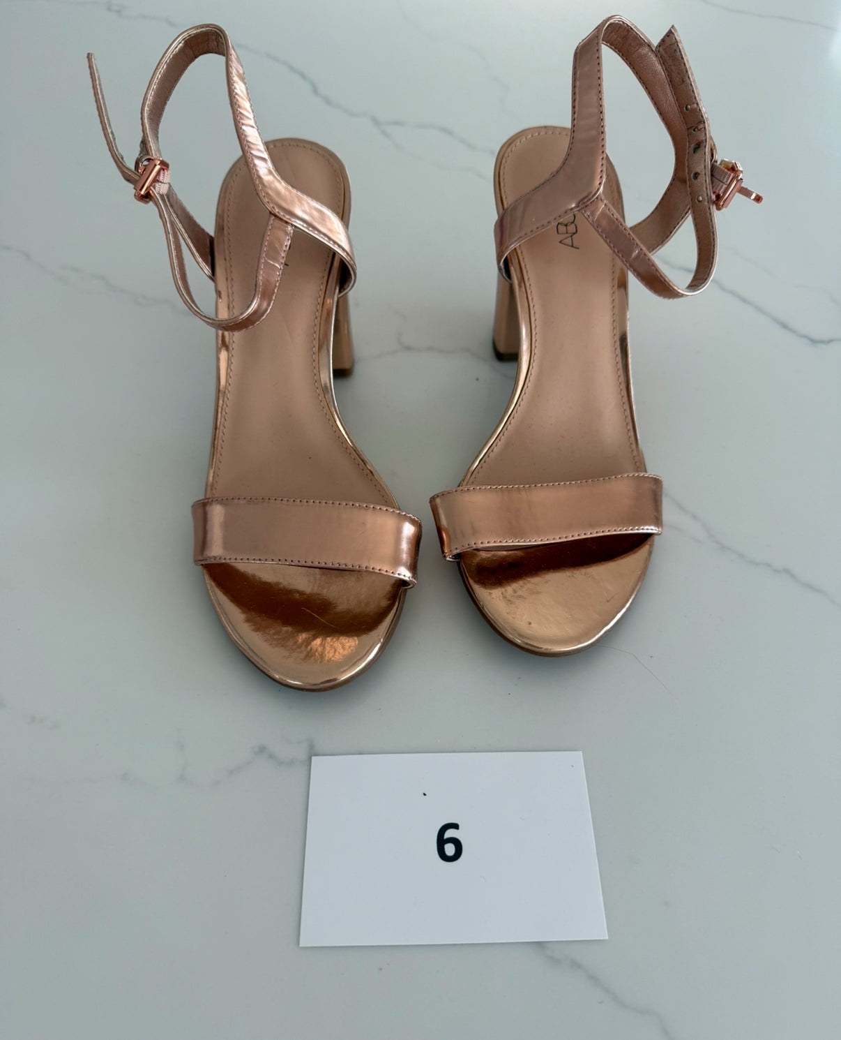#42 Women's Abound Rose Gold strappy heels - 6