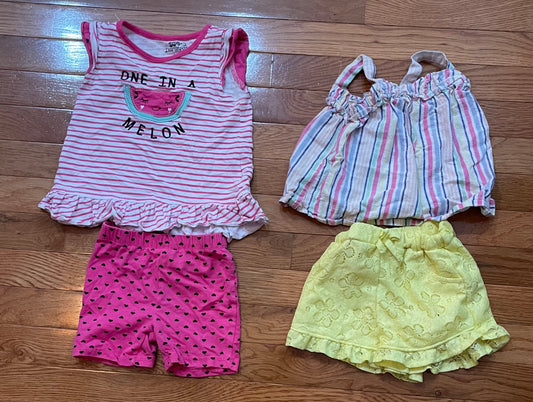 Shorts and tshirt bundle -2 outfits size 24mo and 2t