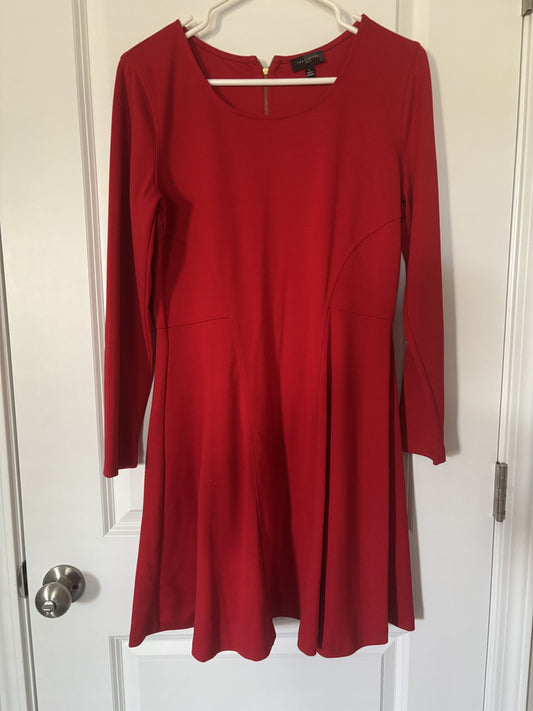#138 - L - VGUC The Limited - Red LS Fit and Flare Dress - PU 45236