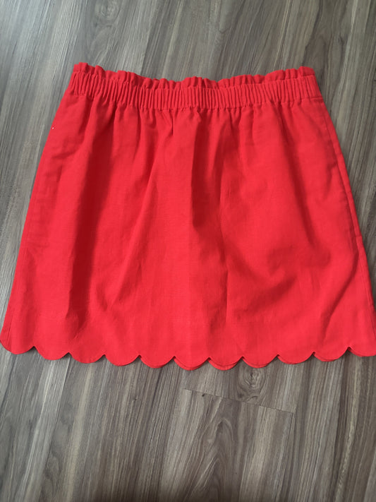 #138 - 12 - NWT J Crew - Red Scalloped Edge Skirt - PU 45236