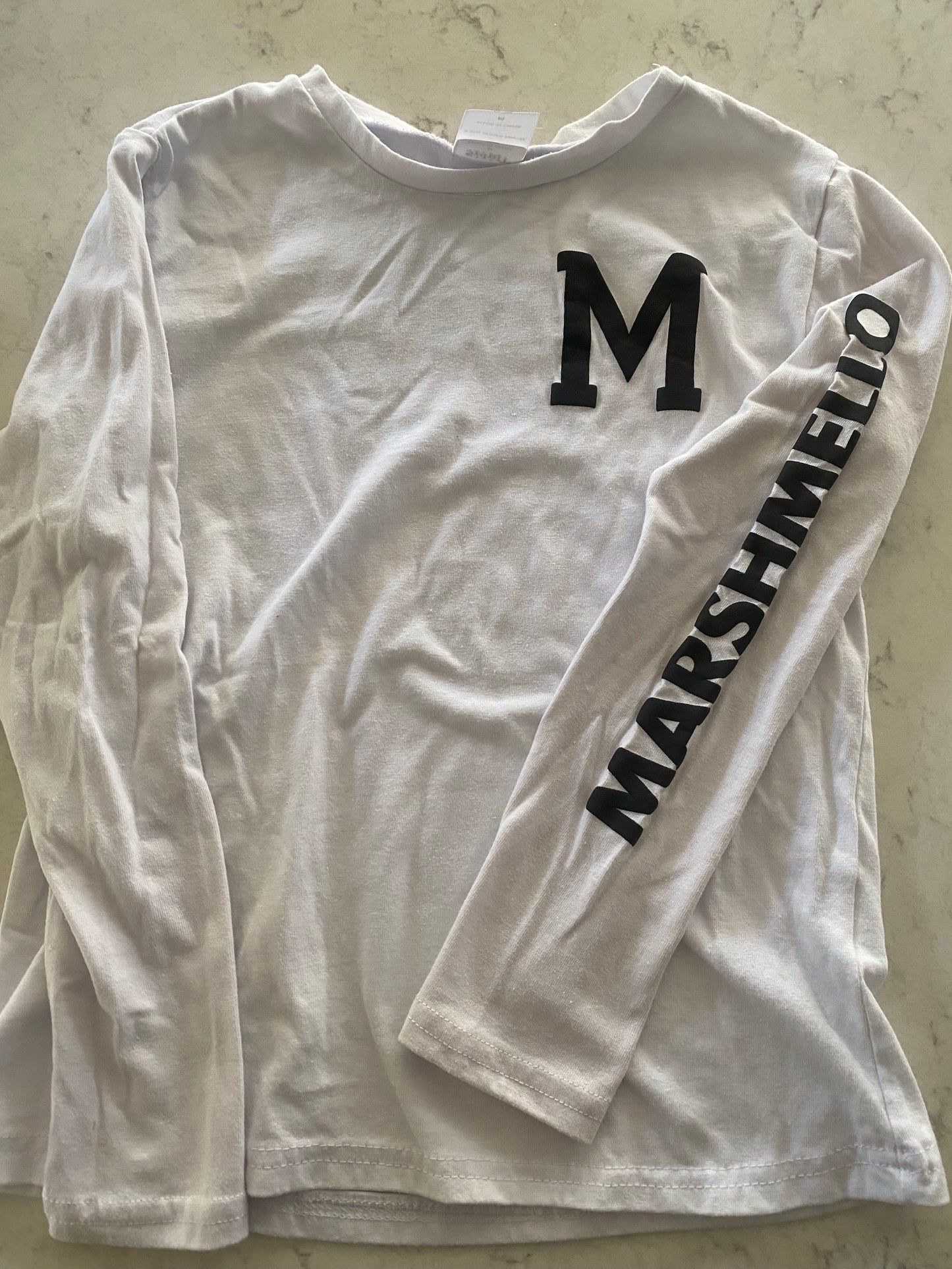 Marshmallow white long sleeve shirt size Med PPU Mariemont