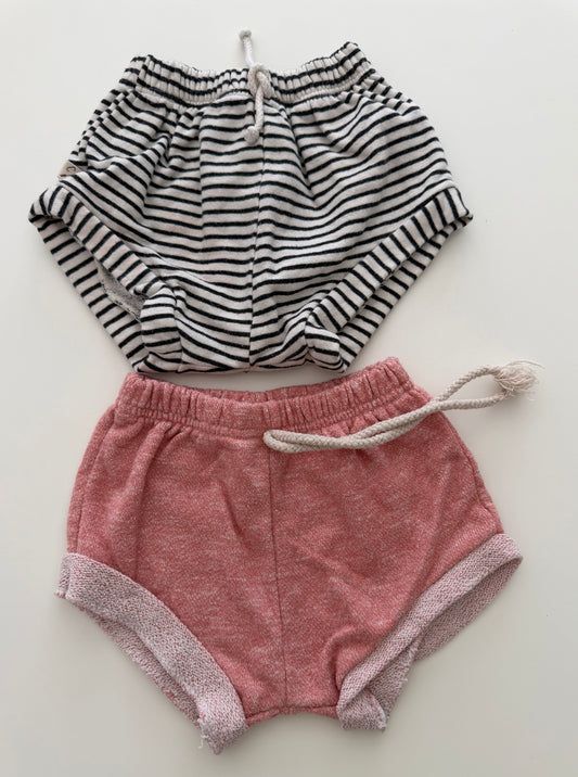 #117, Girls 3T, Childhoods Clothing black/white striped shorts & pink shorts, VGUC