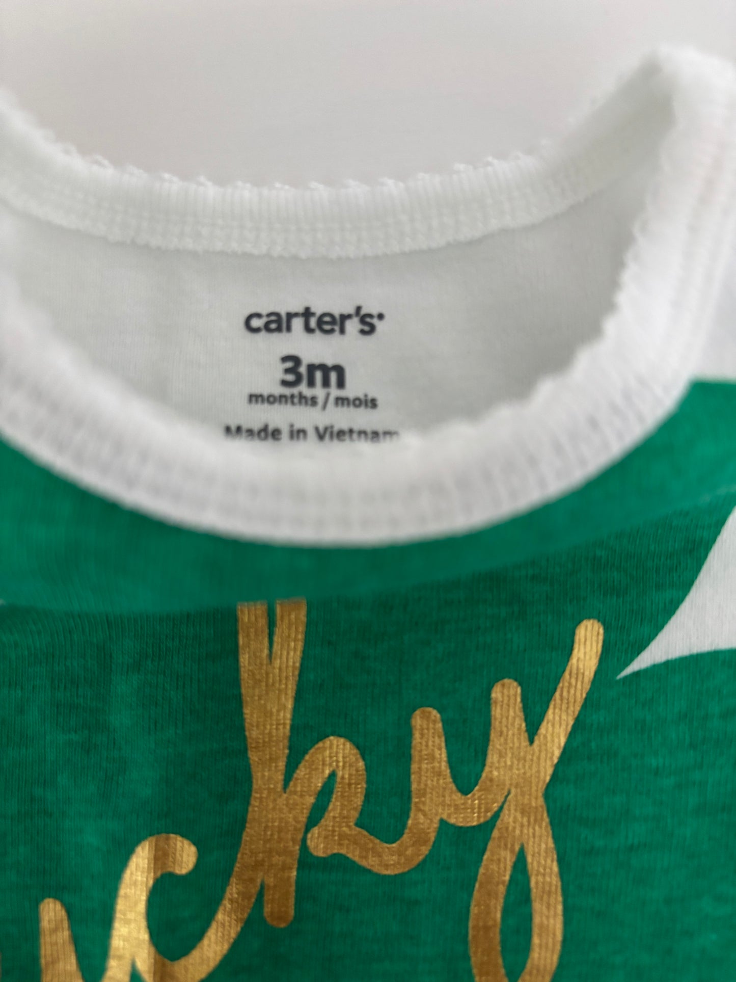Seller #195 - Carter’s Girls Lucky Clover Onesie - Size 3 Months