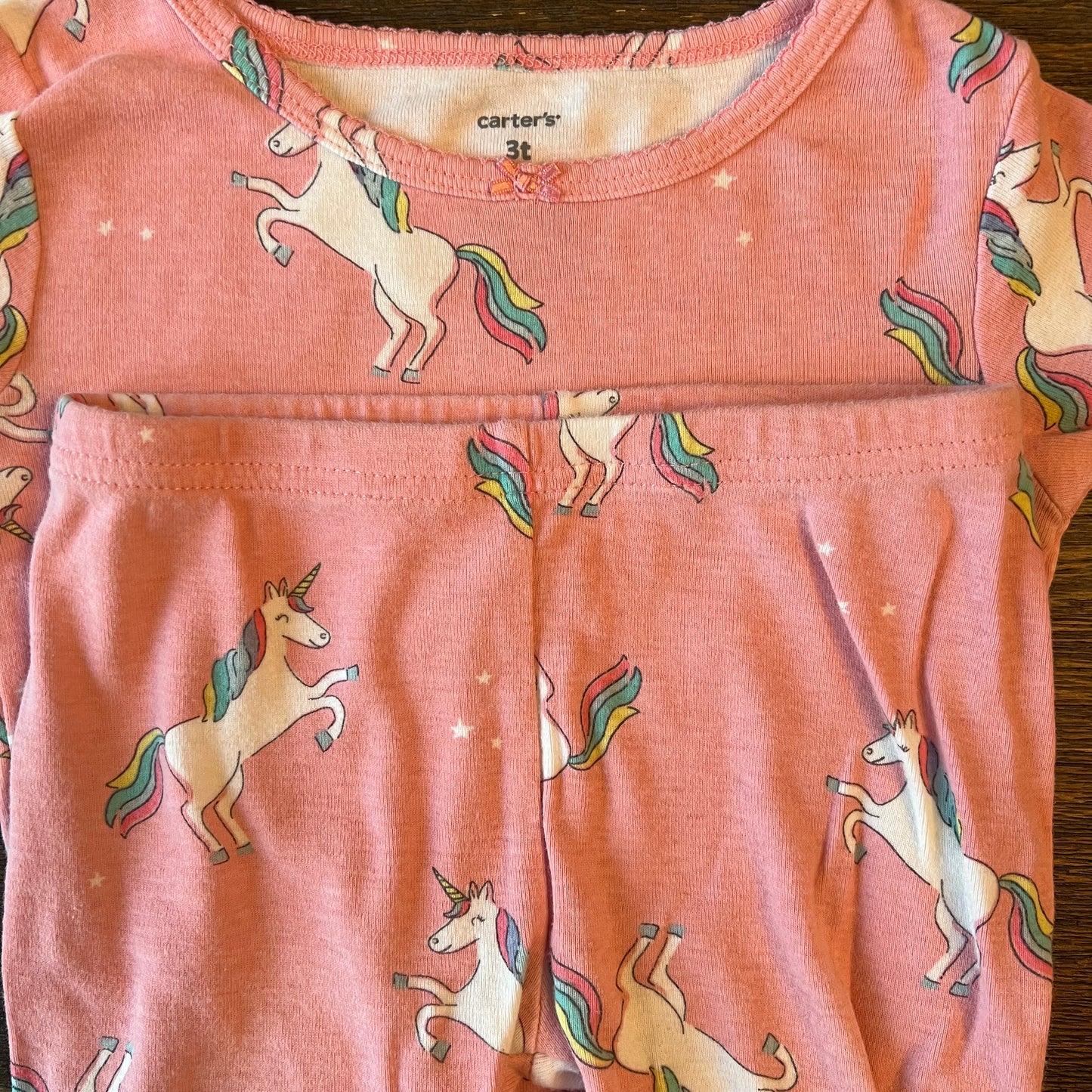 #5 Carters Set of Two Unicorn Rainbow Long Sleeve Pajamas, Girls 3t